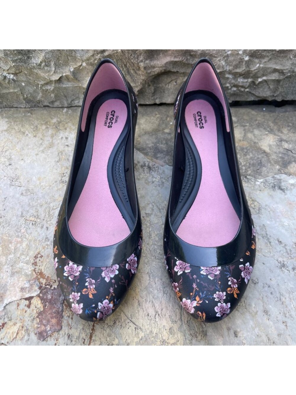 CROCS Womens Floral Comfort Wedge Pumps Size 11 Cottagecore Coquette Feminine